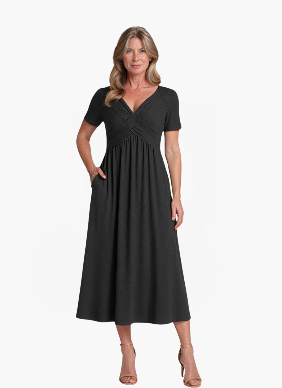 Loungewear Club™ | Robe midi avec couture à la taille et poches