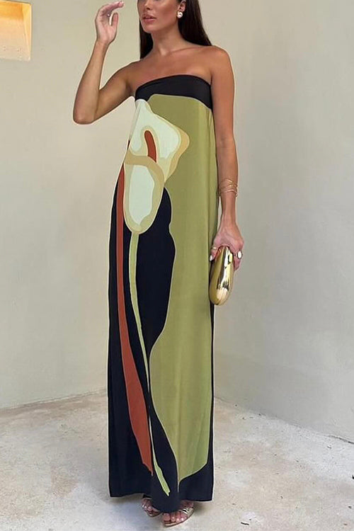 Lilia™ - Robe Maxi Sans Bretelles Abstraite
