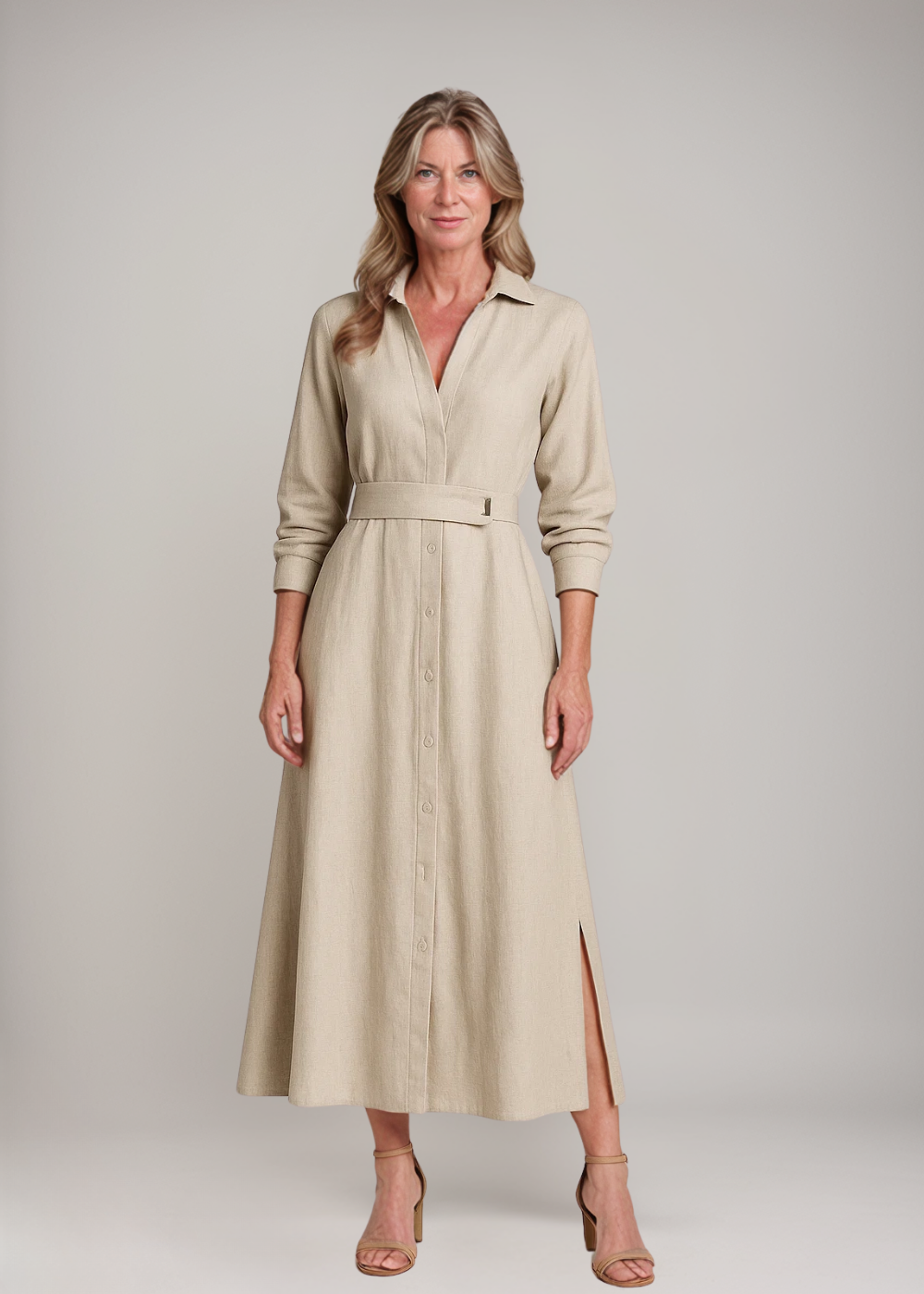 Loungewear Club™ | Robe Maxi en Lin avec Boutonnage