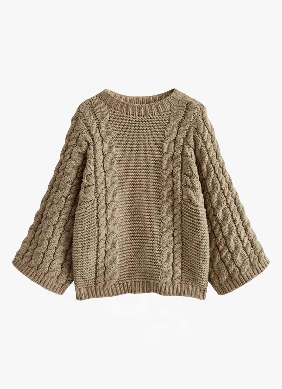 Loungewear Club™ | Pull en Tricot Câble à Col Rond de Loisirs