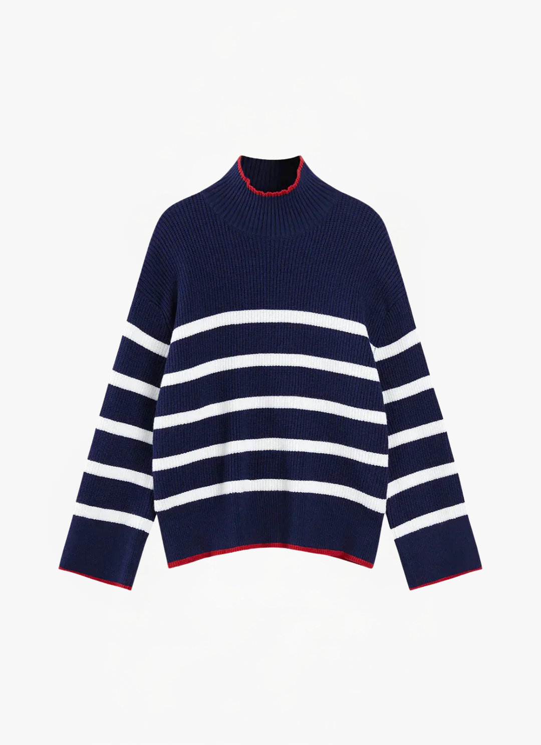 Loungewear Club™ | Pull col montant à rayures contrastées