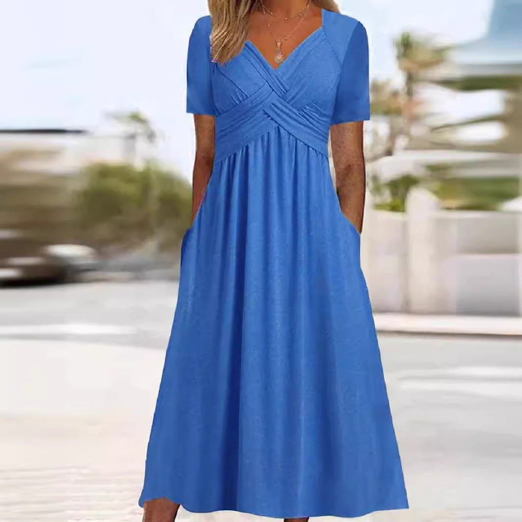Loungewear Club™ | Robe midi avec couture à la taille et poches
