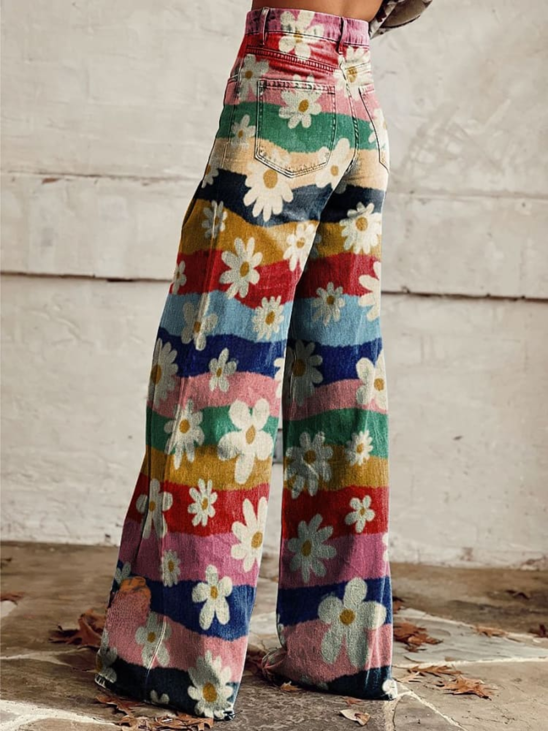 LÉON | Pantalon Fleurs Rétro Élégant et Confortable