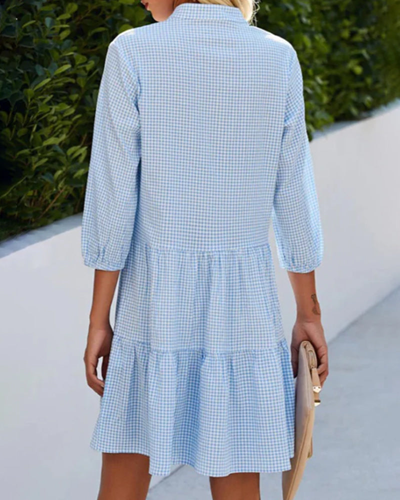 Loungewear Club™ | Robe chemise à carreaux avec boutons