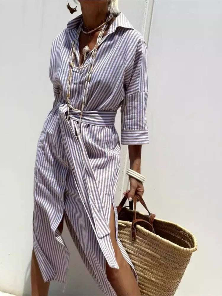 Loungewear Club™ | Robe chemise rayée