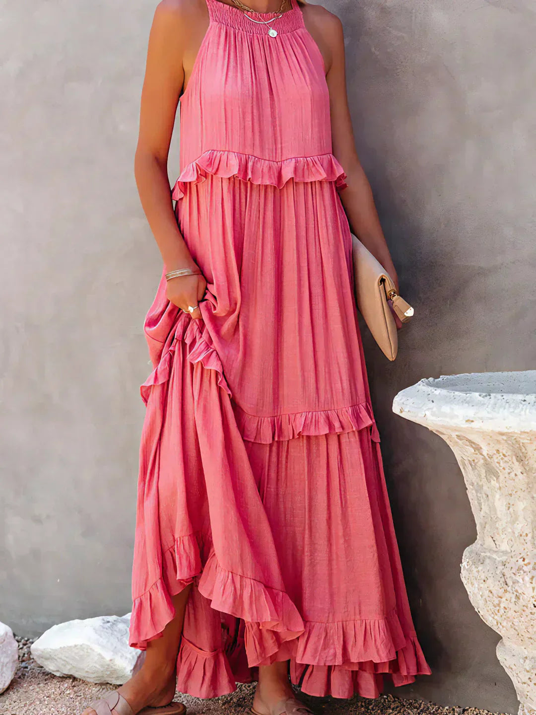 Emilia™ - Robe Maxi à Volants et Col Halter