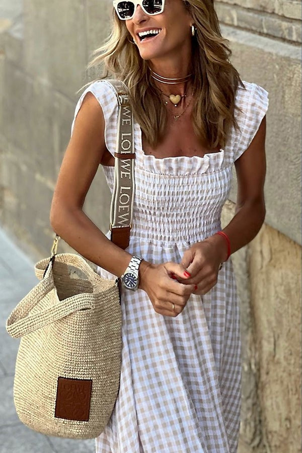 Odette™ - Robe d'été à carreaux élégante