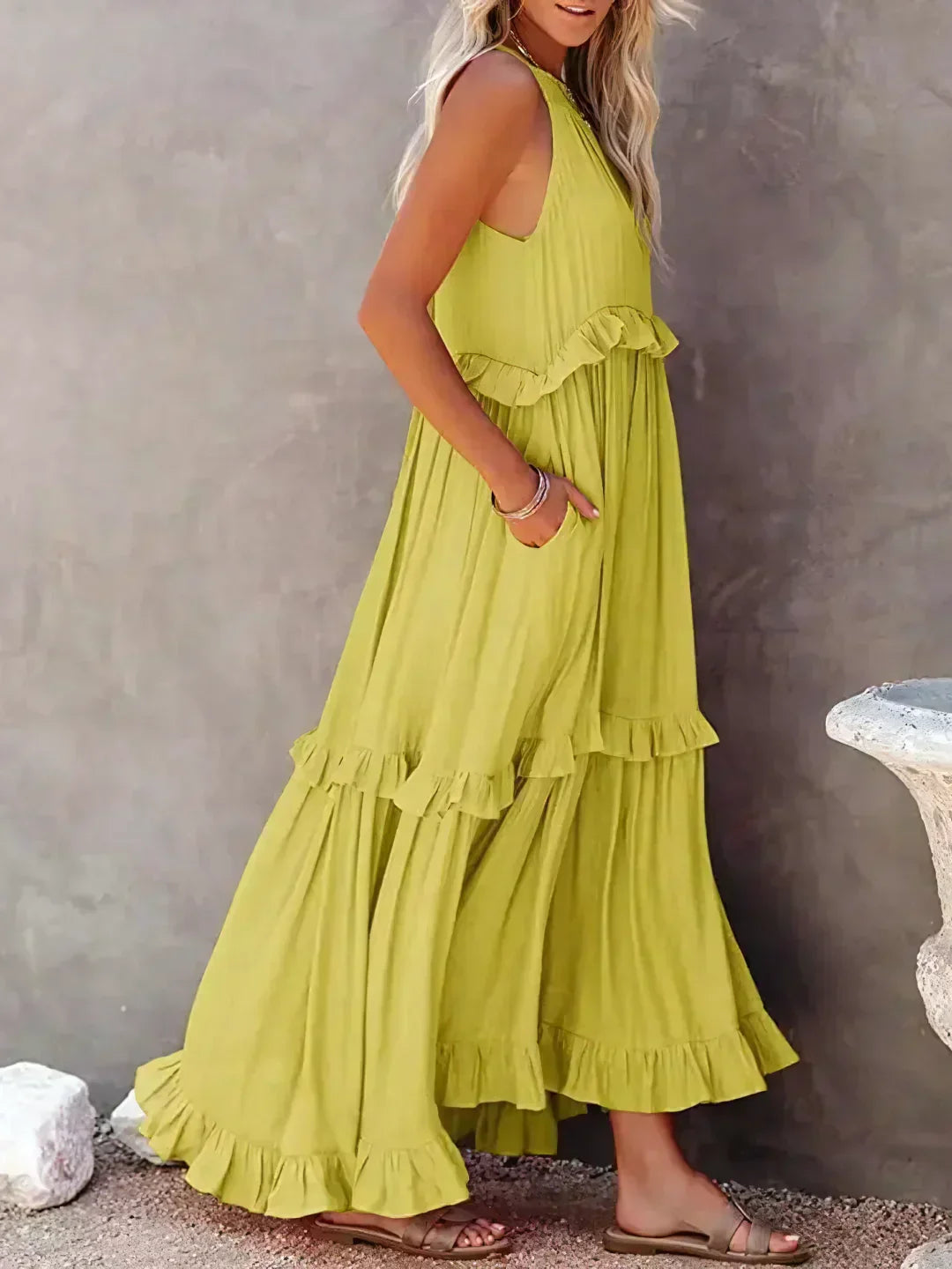 Emilia™ - Robe Maxi à Volants et Col Halter