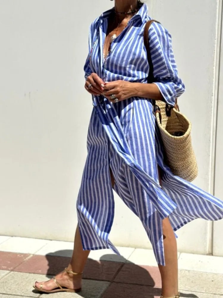 Loungewear Club™ | Robe chemise rayée