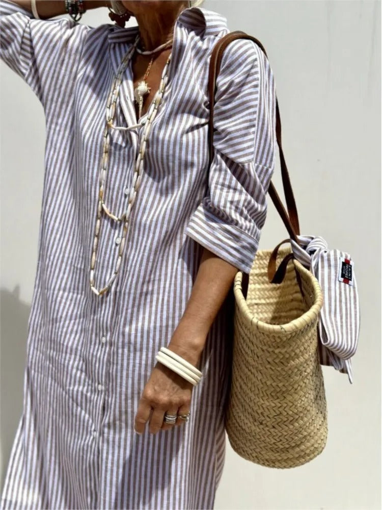Loungewear Club™ | Robe chemise rayée