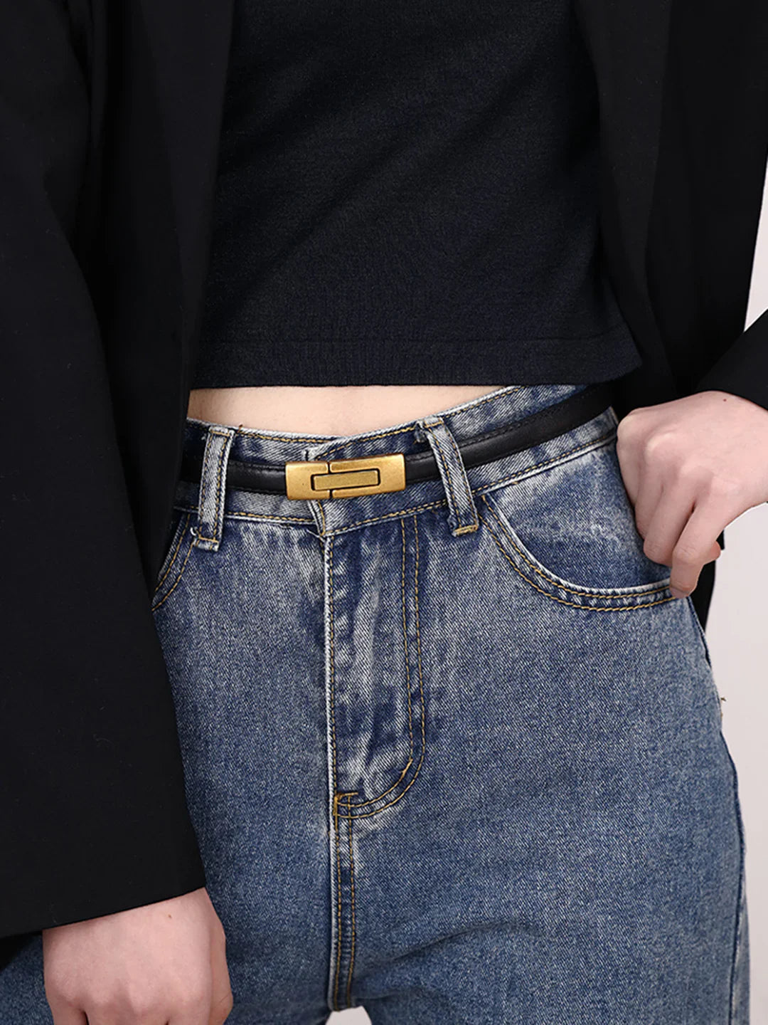 Loungewear Club™ | Ceinture Slim en Cuir Vintage avec Fermeture Magnétique