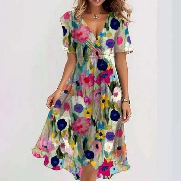 Liza™ - Robe Midi Abstraite Vibrante