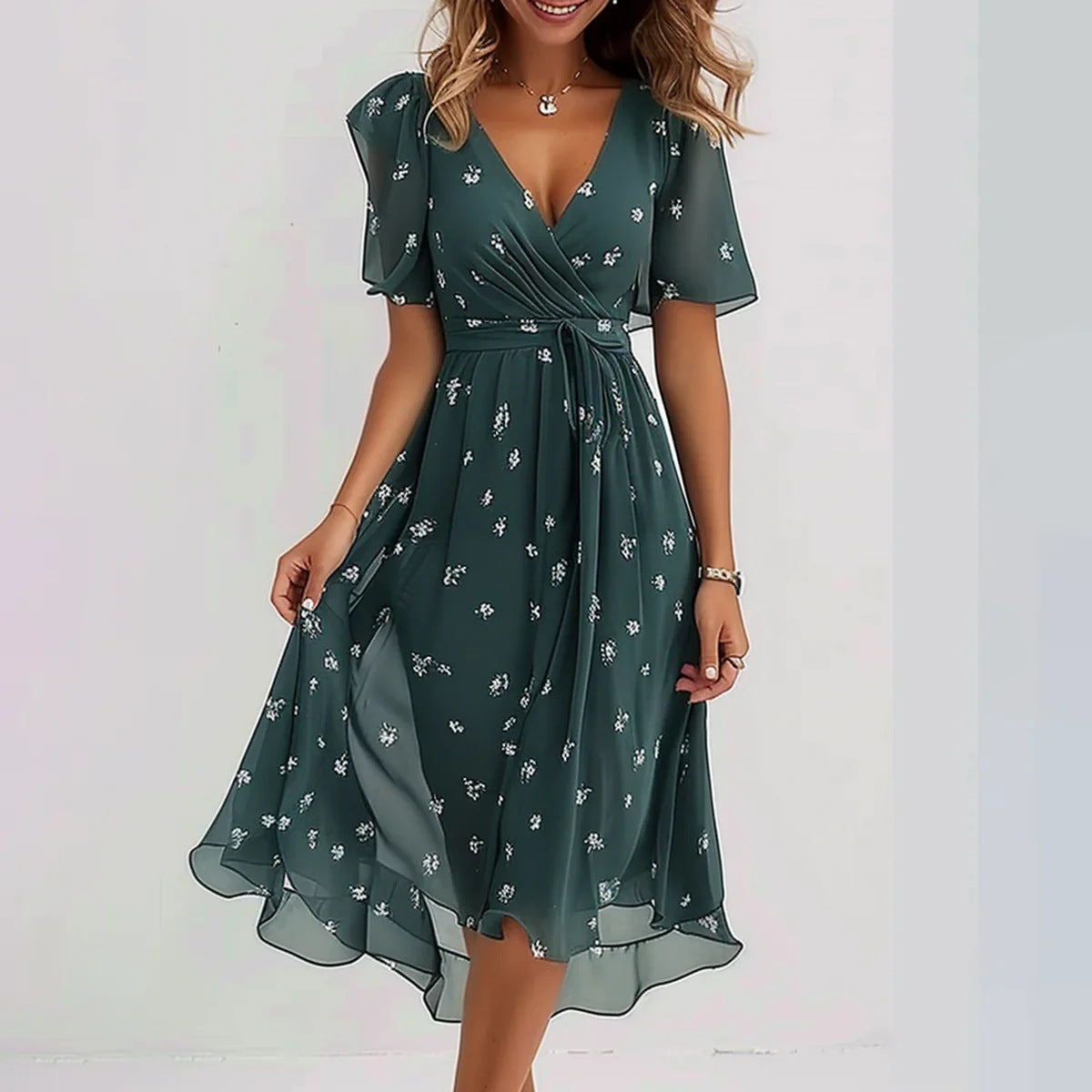 Liza™ - Robe Midi Abstraite Vibrante