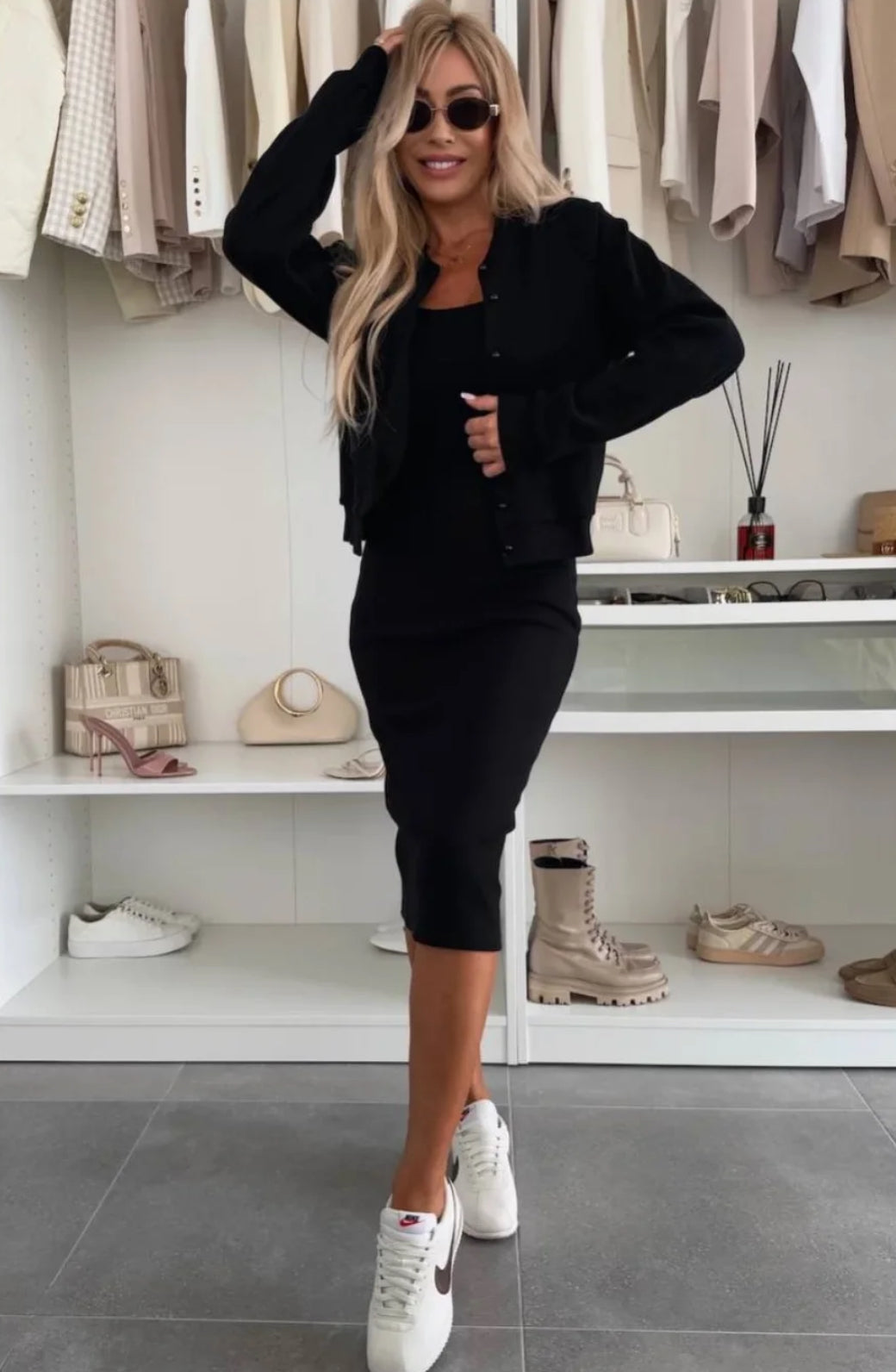 Loungewear Club™ | Robe midi en maille côtelée & ensemble de bomber