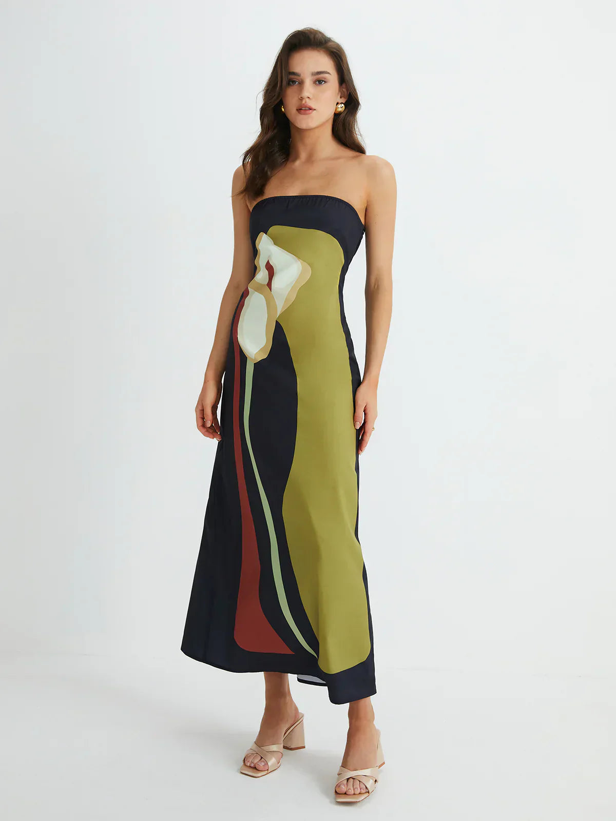Lilia™ - Robe Maxi Sans Bretelles Abstraite