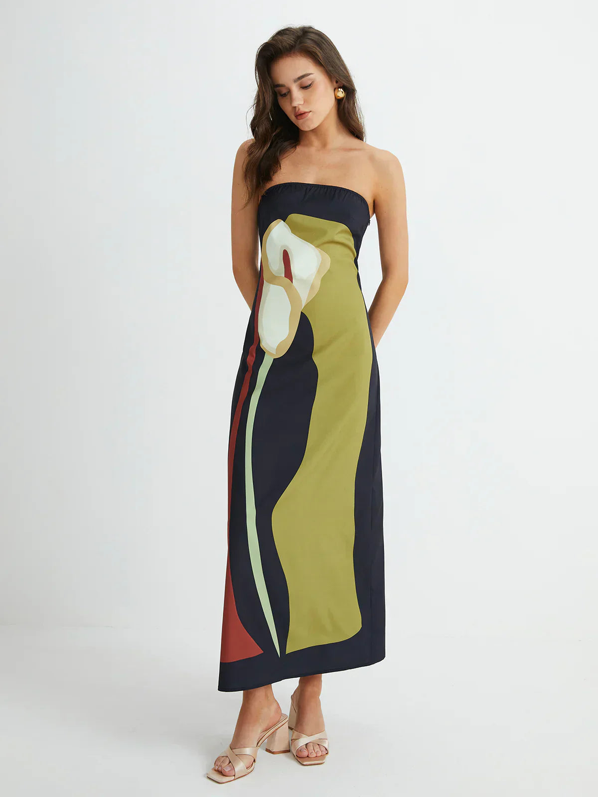 Lilia™ - Robe Maxi Sans Bretelles Abstraite