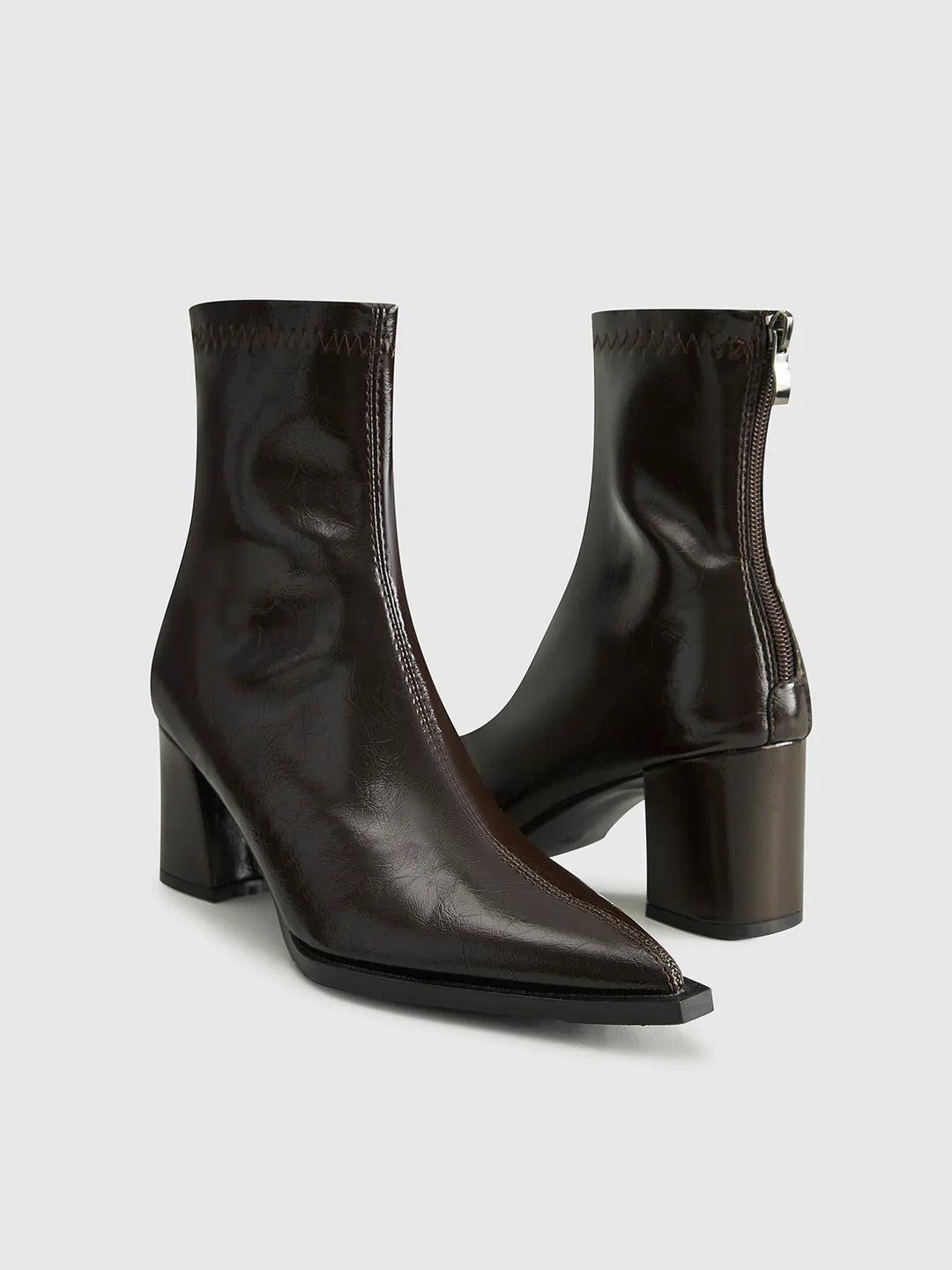 Loungewear Club™ | Bottes Cheville à Talon Épais avec Fermeture Éclair