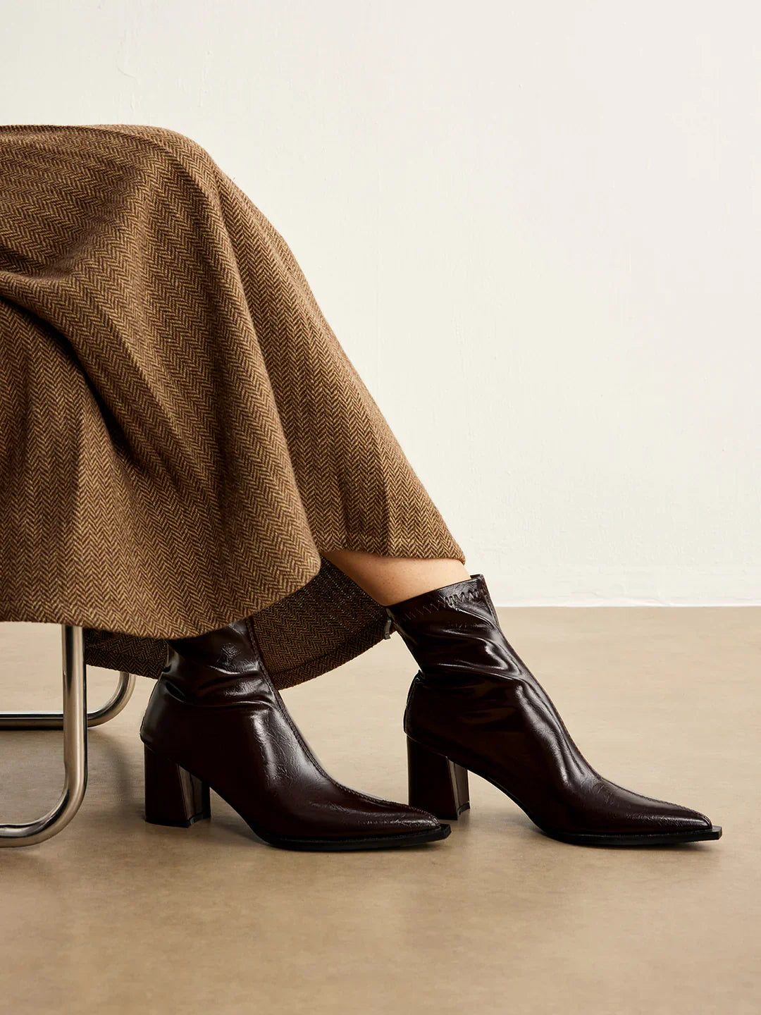 Loungewear Club™ | Bottes Cheville à Talon Épais avec Fermeture Éclair