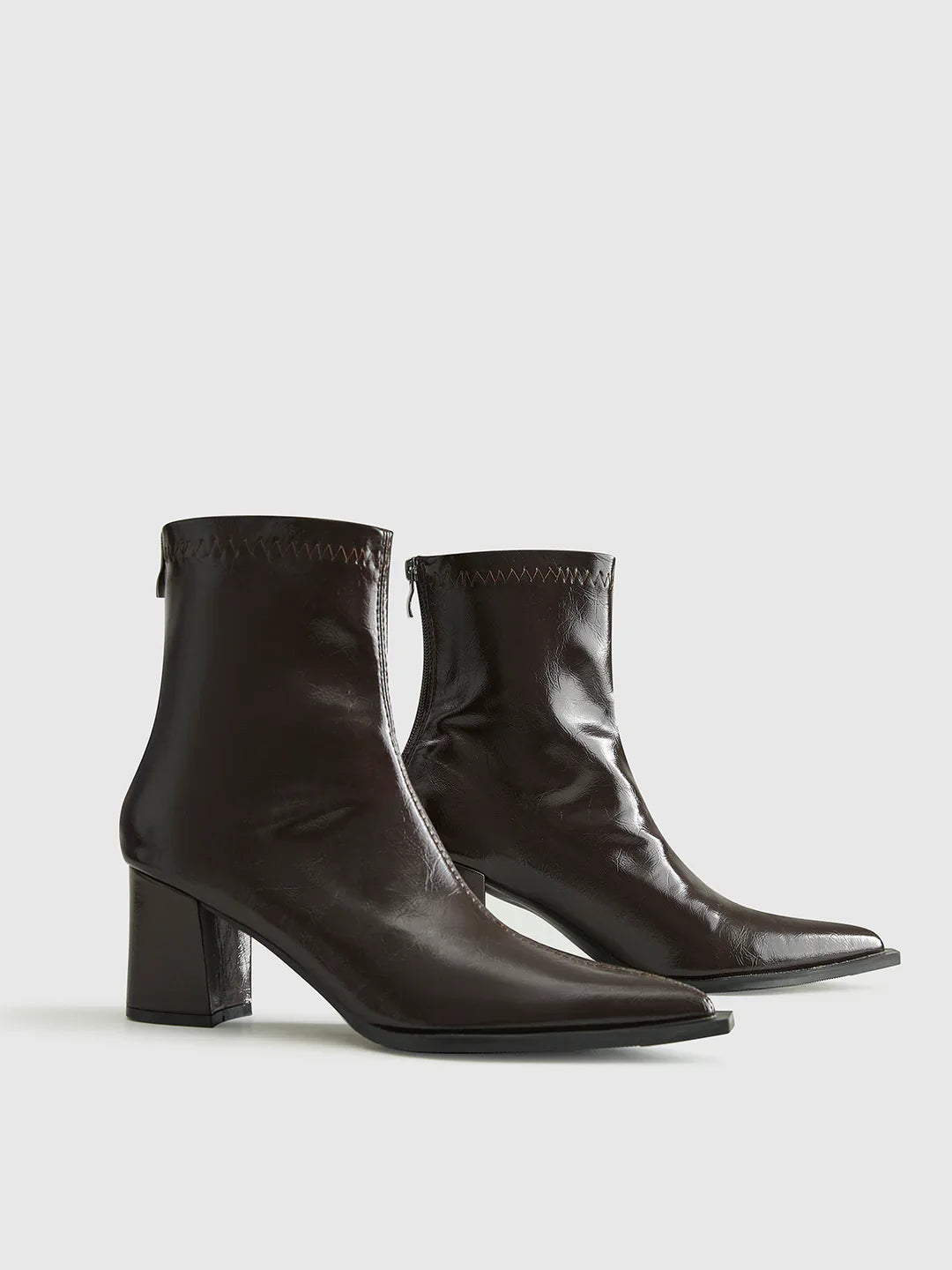 Loungewear Club™ | Bottes Cheville à Talon Épais avec Fermeture Éclair
