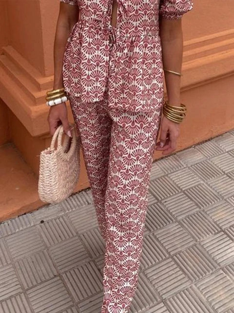 Loungewear Club™ | Ensemble à manches bouffantes et détail à nouer