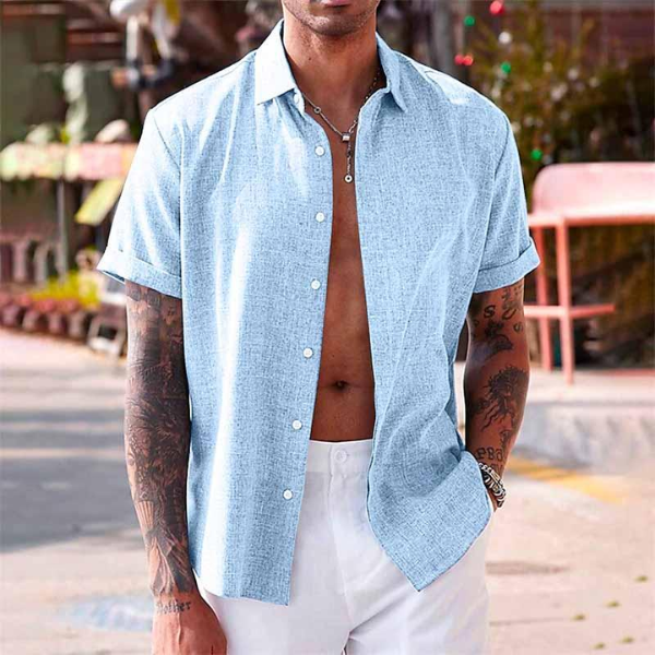 OLIVER | Chemise à manches courtes en coton et lin