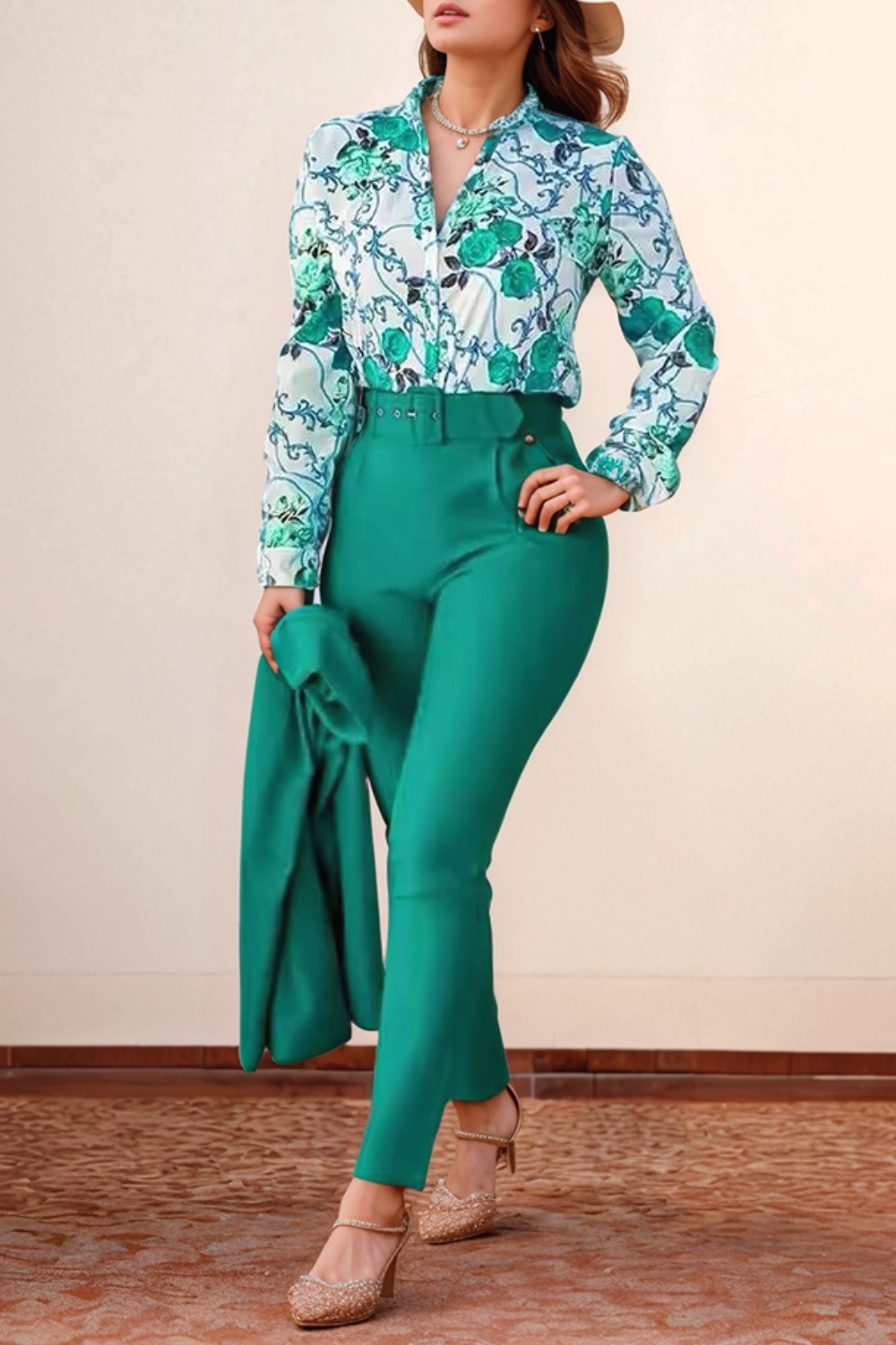 Loungewear Club™ | Blouse Imprimée & Pantalon Taille Haute