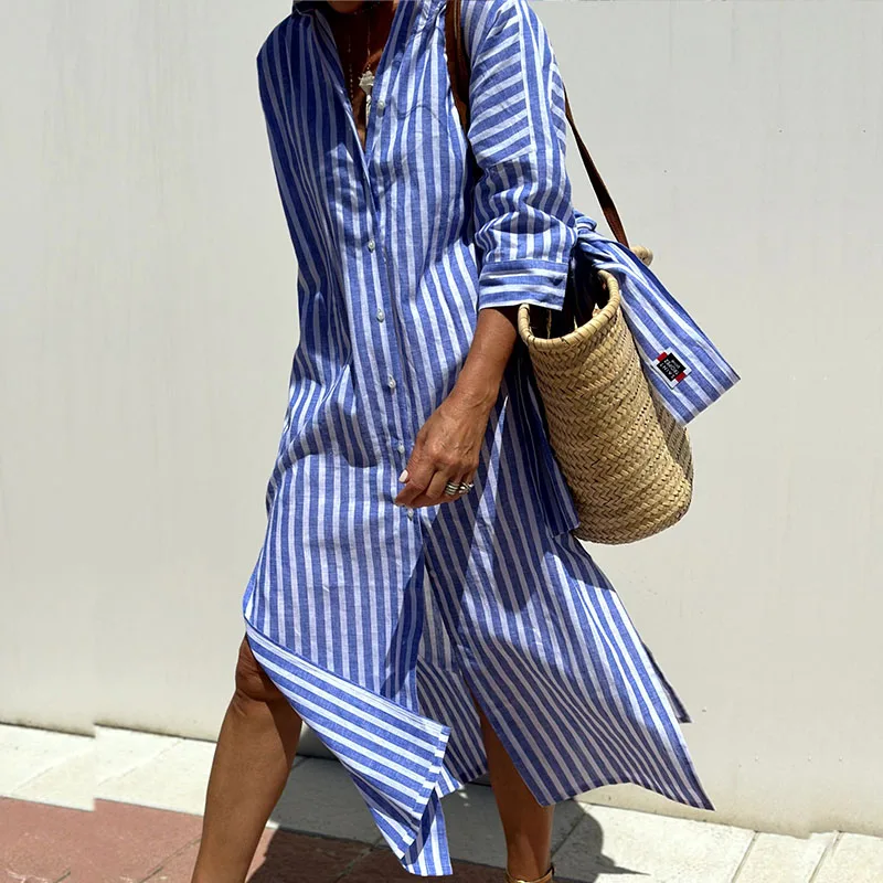 GRACE™ - Robe Chemise Rayée Élégante