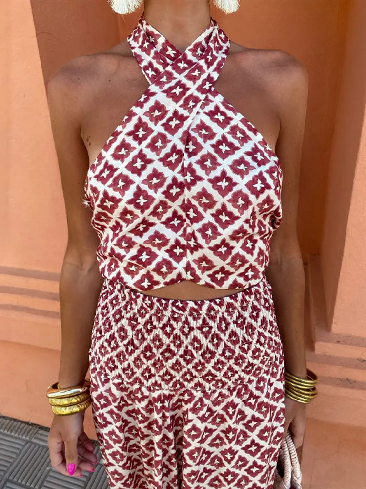 Loungewear Club™ | Ensemble à col halter au look de fleurs du désert