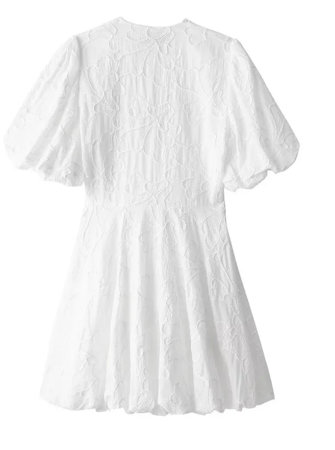 Fay | Robe Blanche avec Volants Brodés