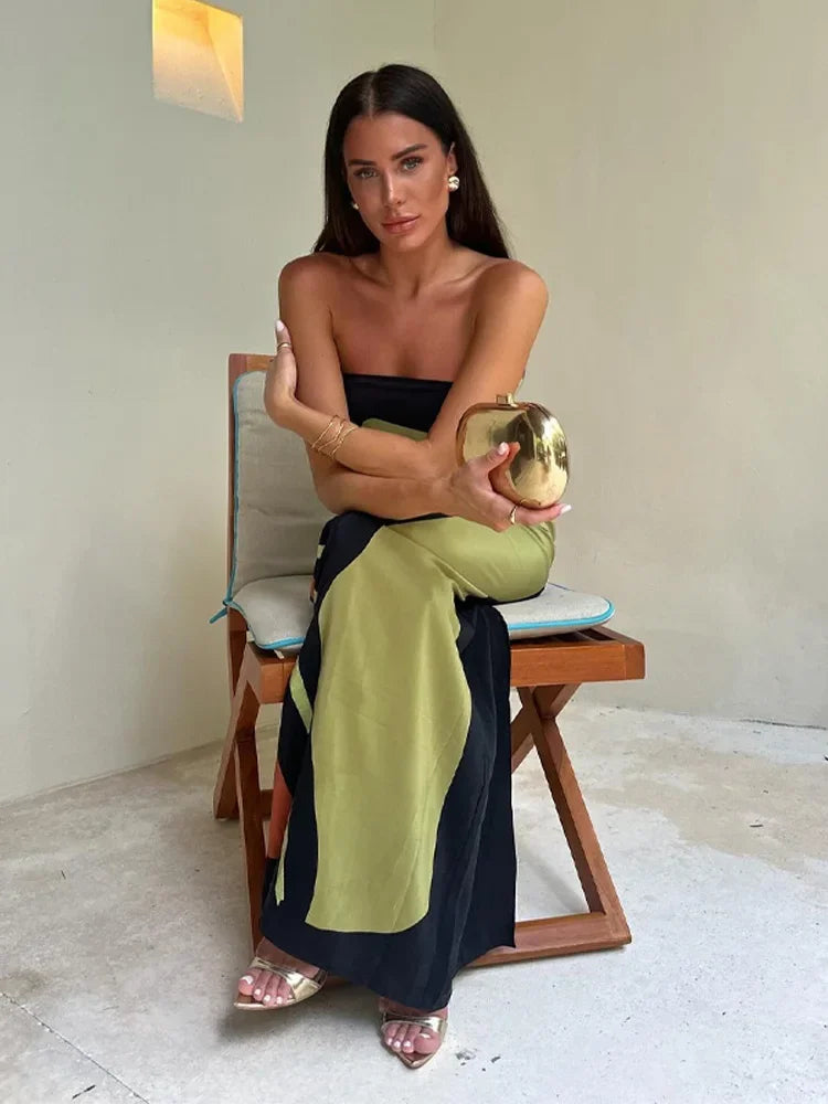 Lilia™ - Robe Maxi Sans Bretelles Abstraite