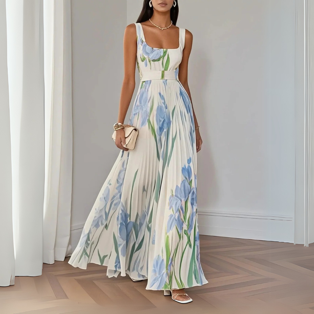 Nina | Robe Longue Plissée Florale Stylée pour Femme