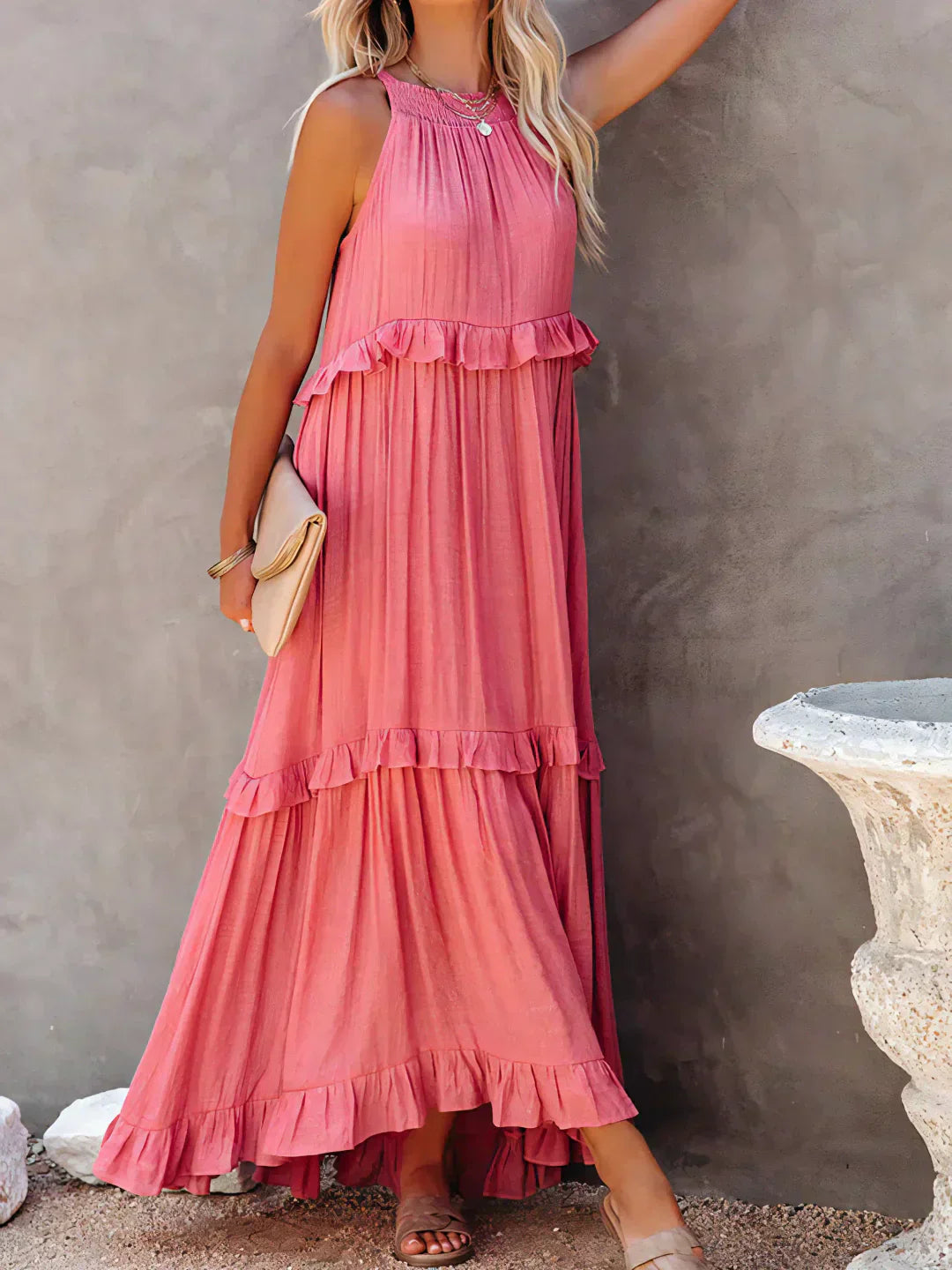 Emilia™ - Robe Maxi à Volants et Col Halter