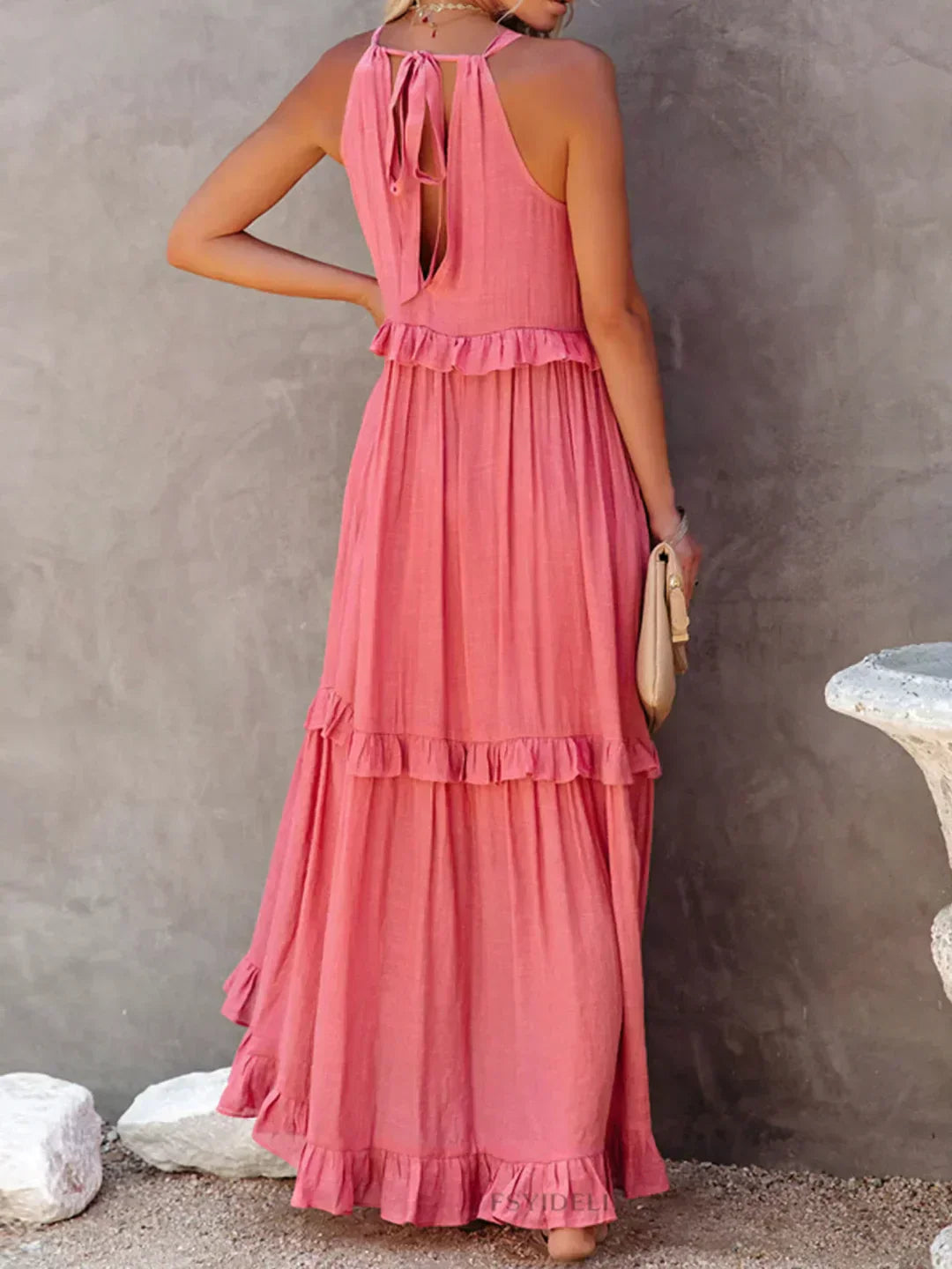 Emilia™ - Robe Maxi à Volants et Col Halter