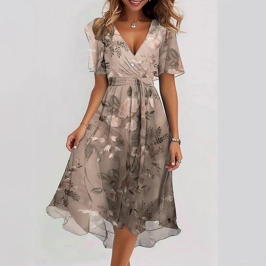 Liza™ - Robe Midi Abstraite Vibrante
