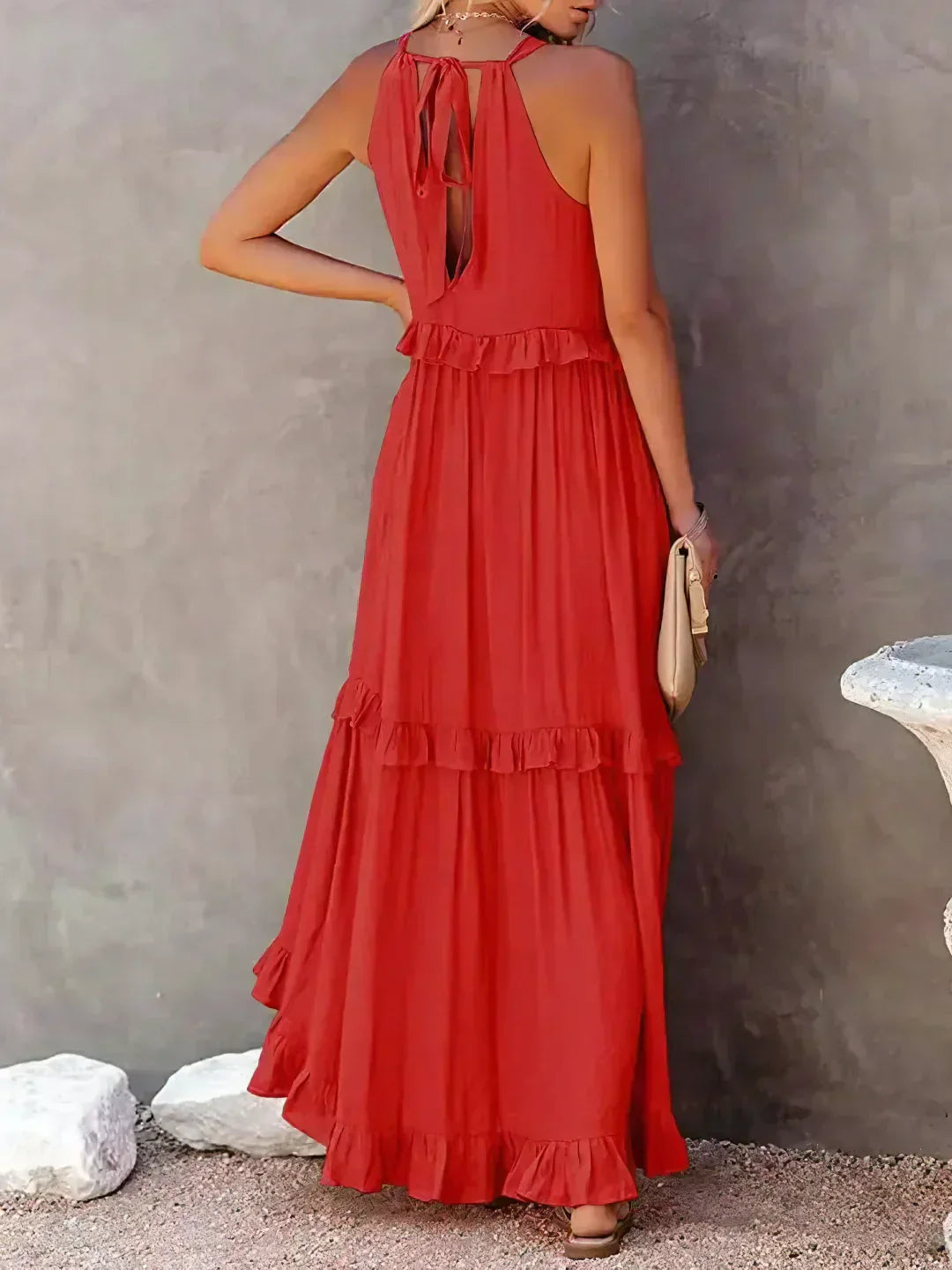 Emilia™ - Robe Maxi à Volants et Col Halter