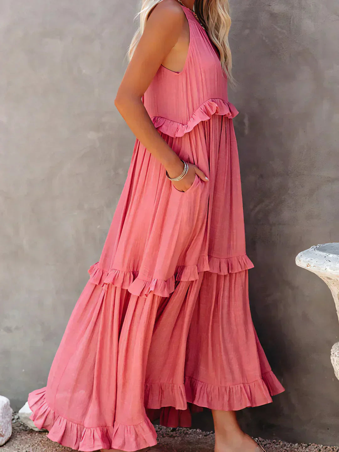 Emilia™ - Robe Maxi à Volants et Col Halter