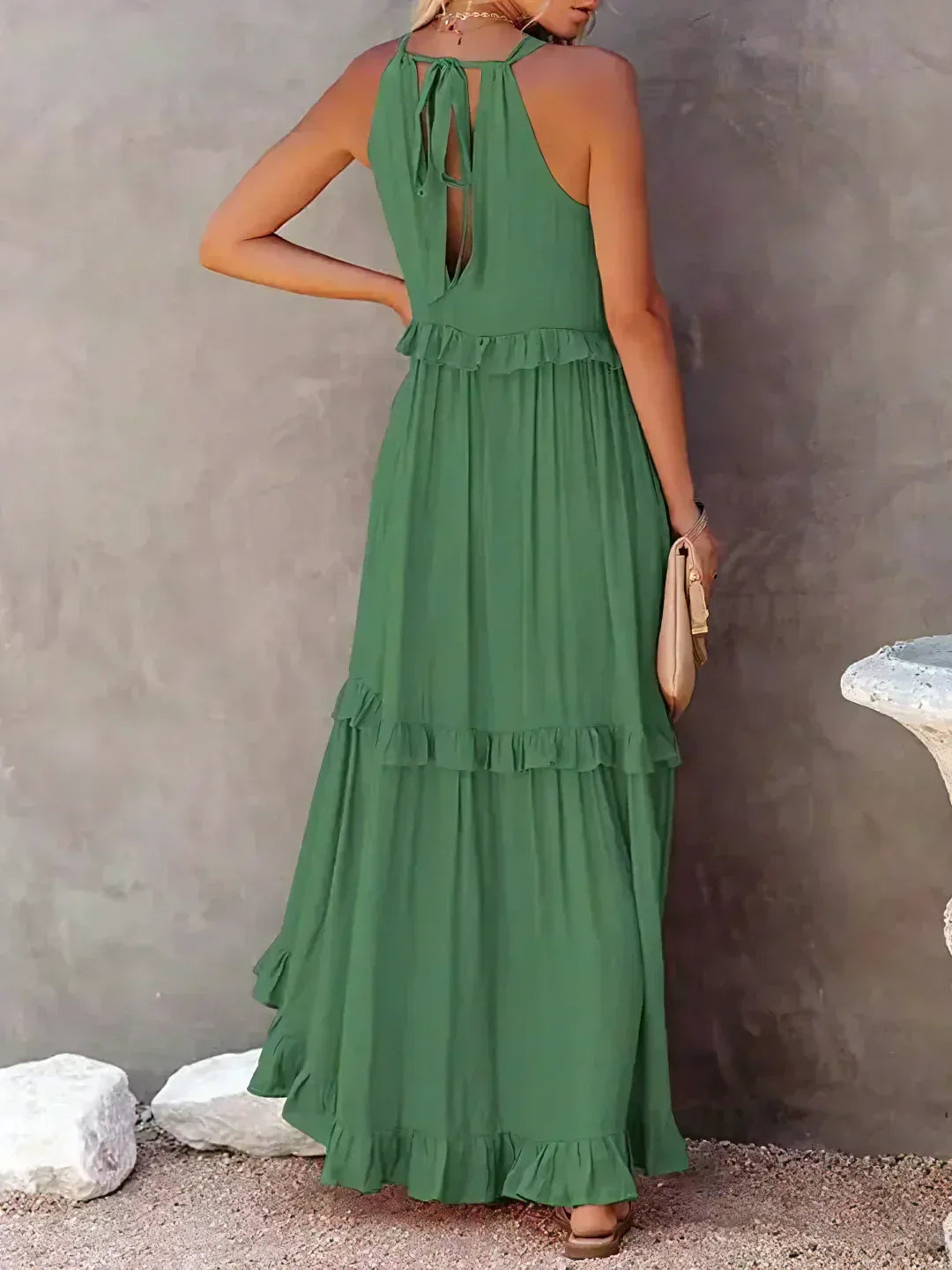 Emilia™ - Robe Maxi à Volants et Col Halter