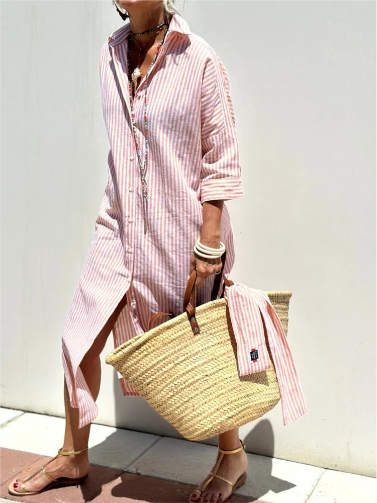 Loungewear Club™ | Robe chemise rayée