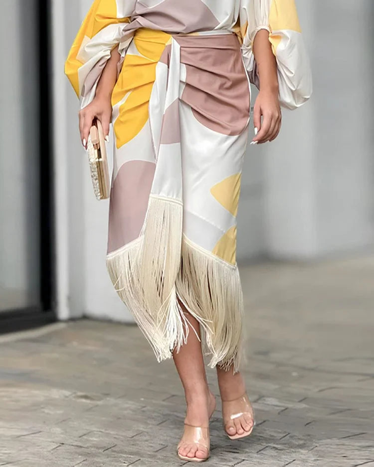 Loungewear Club™ | Robe en satin avec manches bouffantes