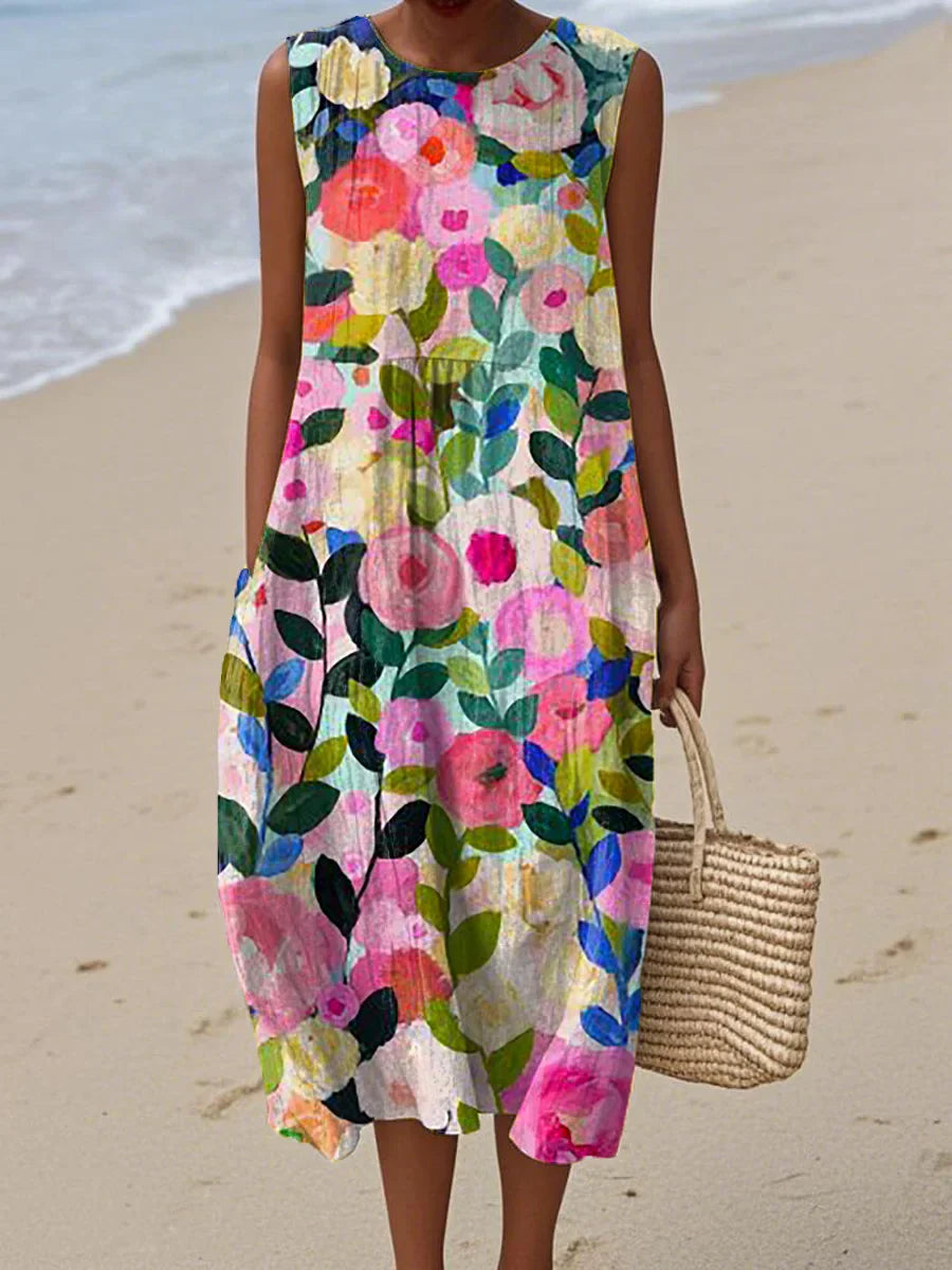 Floraine - Robe sans manches à fleurs pour femmes