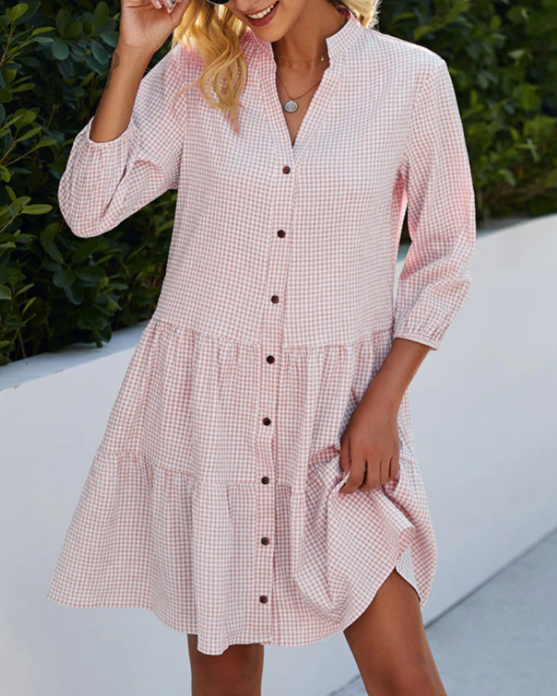 Loungewear Club™ | Robe chemise à carreaux avec boutons