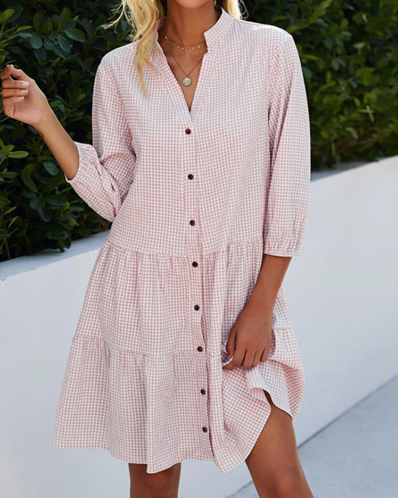 Loungewear Club™ | Robe chemise à carreaux avec boutons