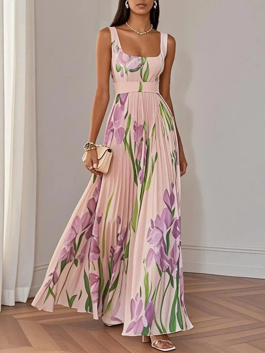 Nina | Robe Longue Plissée Florale Stylée pour Femme