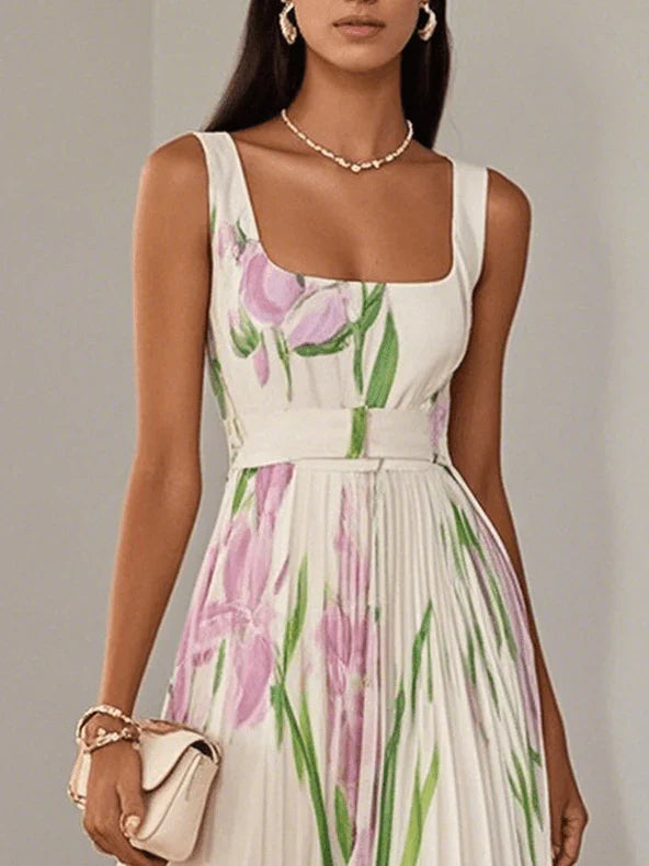 Nina | Robe Longue Plissée Florale Stylée pour Femme