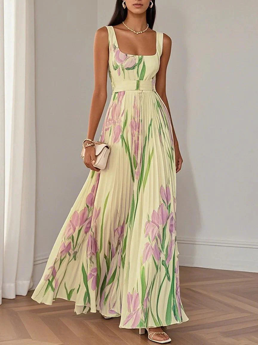 Nina | Robe Longue Plissée Florale Stylée pour Femme