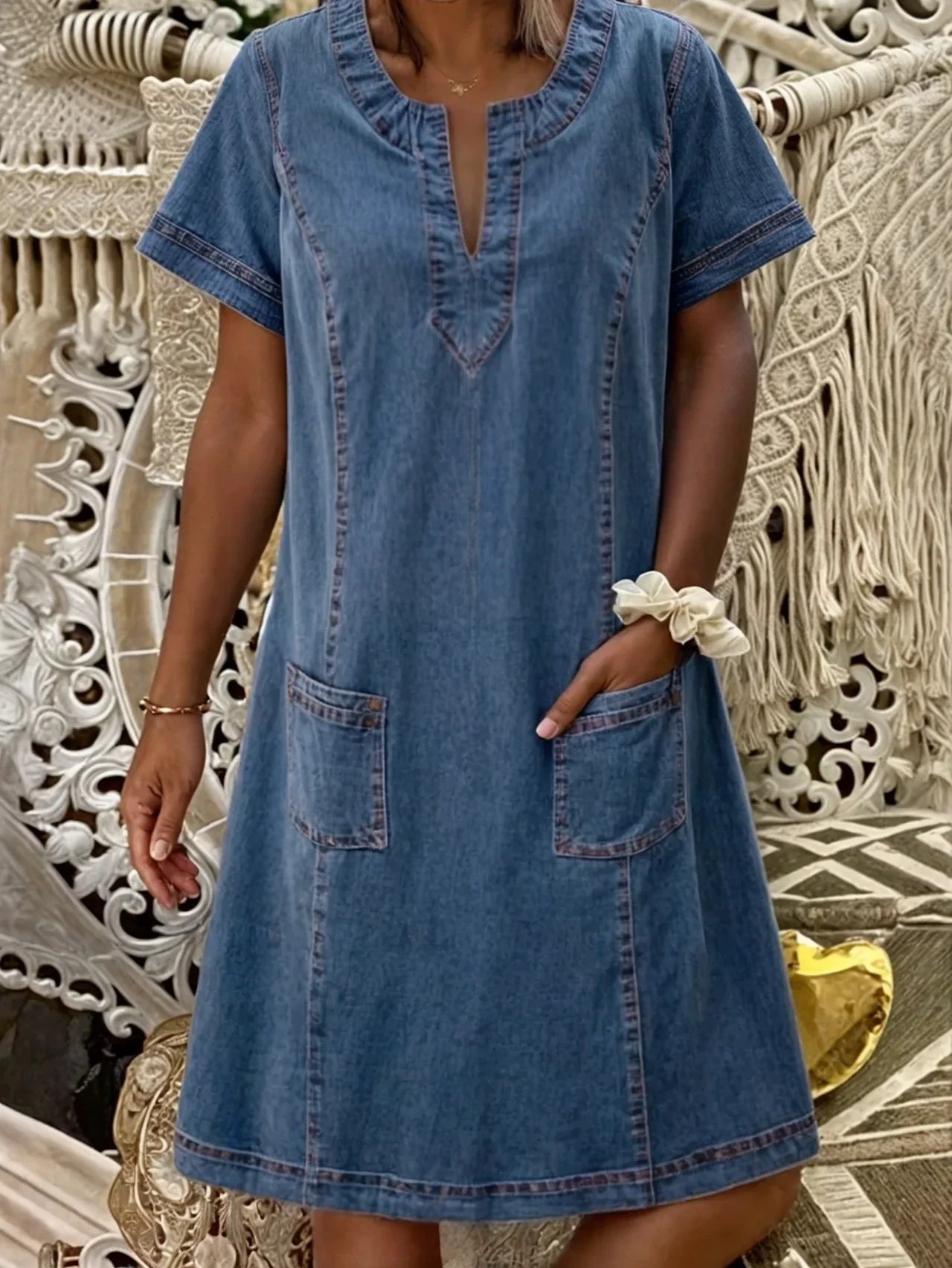 Loungewear Club™ | Robe tunique en jean avec poches