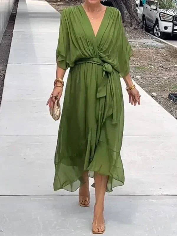 Loungewear Club™ | Robe midi en chiffon avec effet portefeuille
