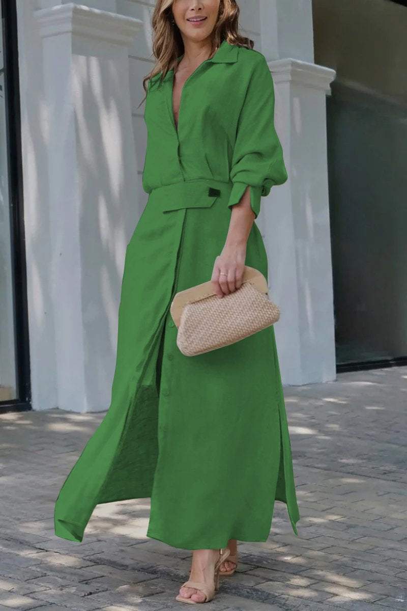 Loungewear Club™ | Robe Maxi en Lin avec Boutonnage