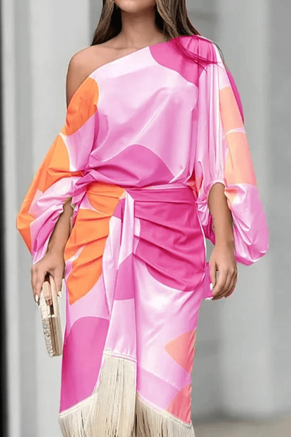 Loungewear Club™ | Robe en satin avec manches bouffantes