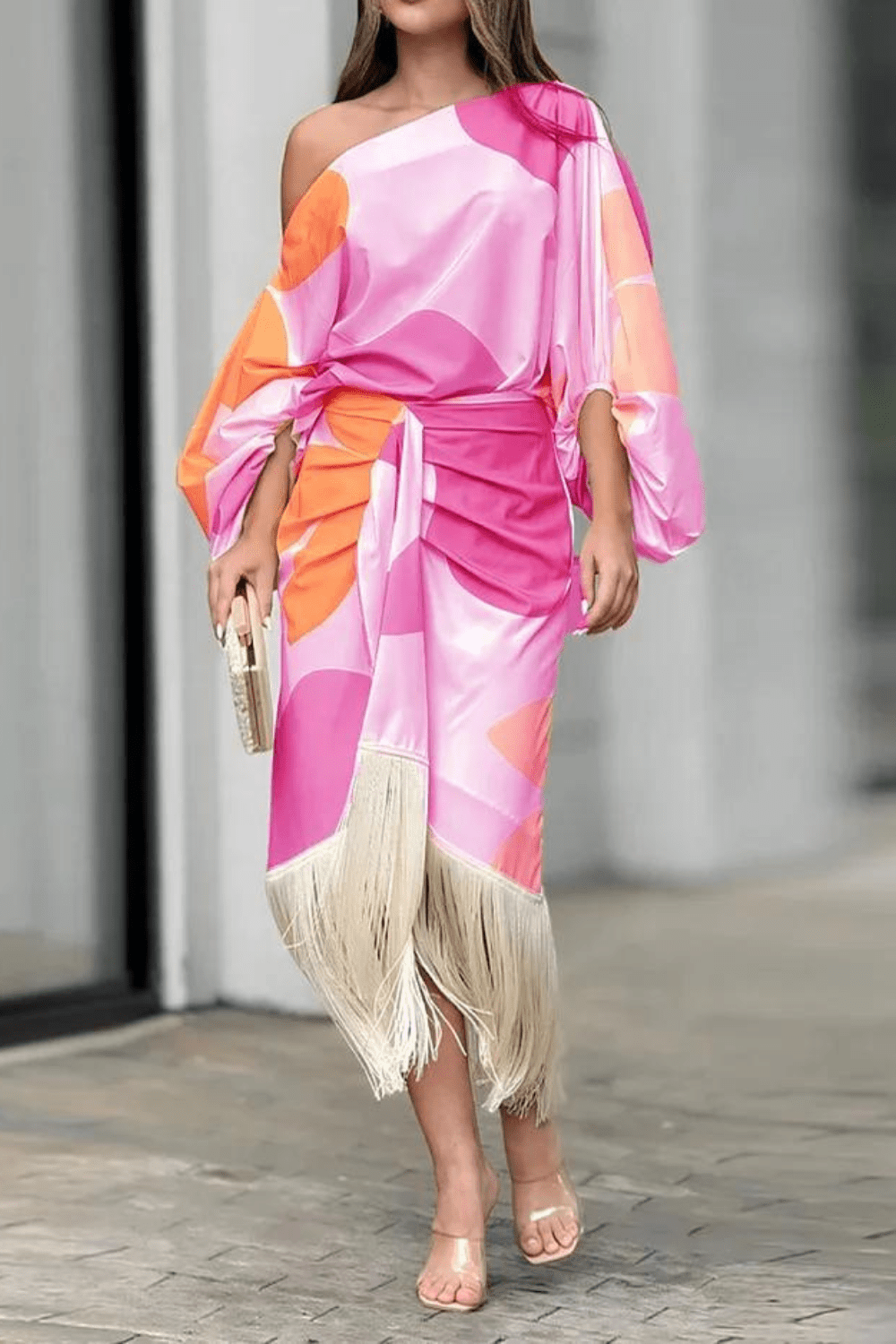 Loungewear Club™ | Robe en satin avec manches bouffantes